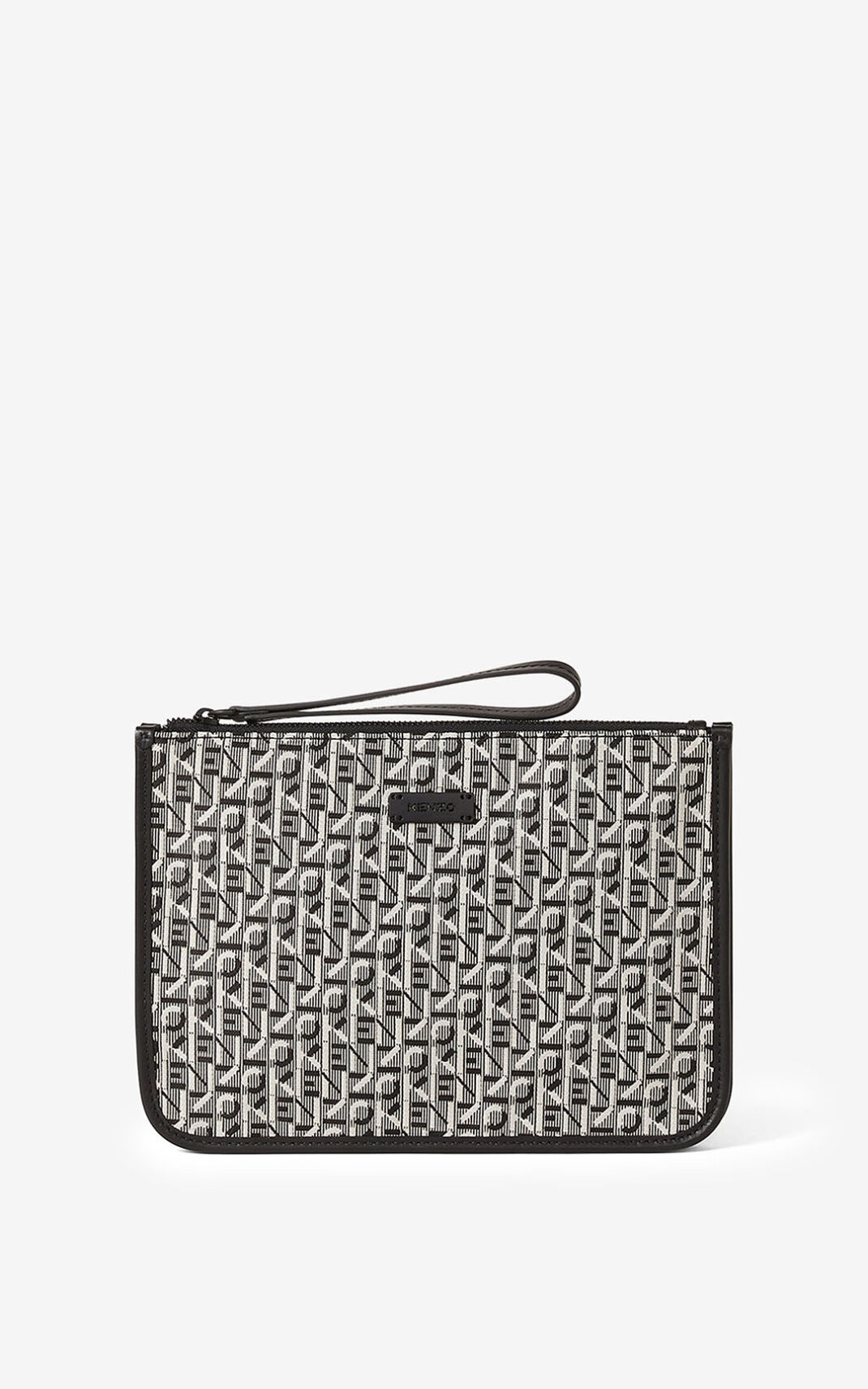 Kenzo Jacquard Courier with fob Cüzdan Erkek Gri | 3756-BYNCT